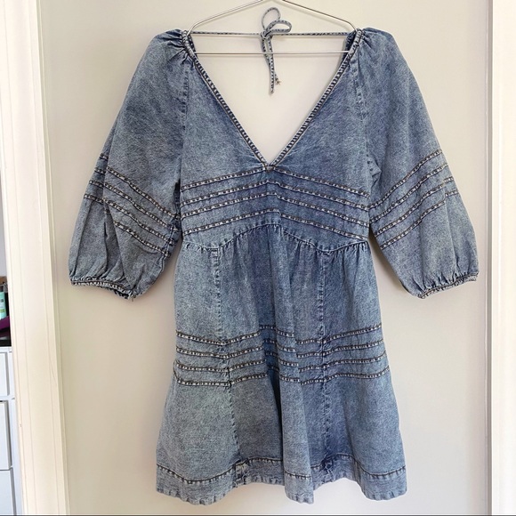 Free People Sweet Surrender Denim Mini Dress | New Without Tag - Picture 8 of 13